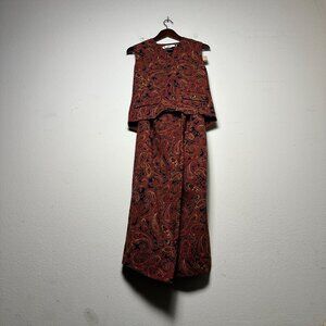 VTG Chaus Dress & Vest Red Paisley Pencil Dress Women 6 Formal Indie Sleeveless